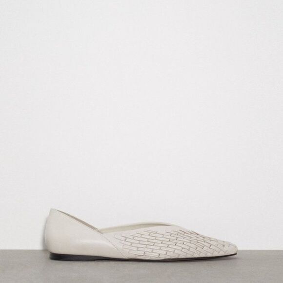 ZARA LOW HEEL WOVEN LEATHER SHOES Beige - Picture 2 of 10